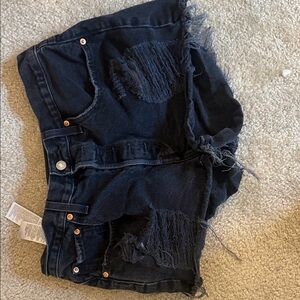 Levi's Black Frayed Jean Shorts